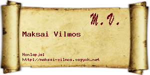 Maksai Vilmos névjegykártya